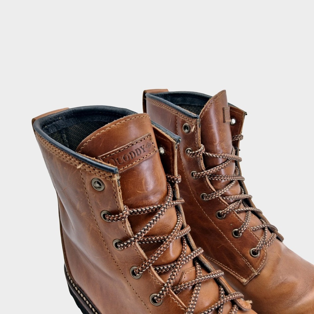 Quoddy Boots Mens Size 11.5 Brown Leather Combat Ankle Vibram Lined Lace Up - Picture 3 of 13